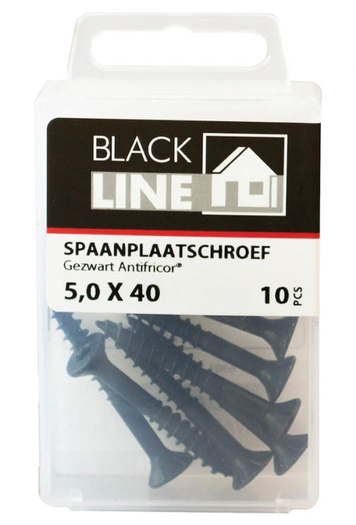 Blackline Spaanplaatschroef 4.0x30 HCP Zwart CK TX20 (20)