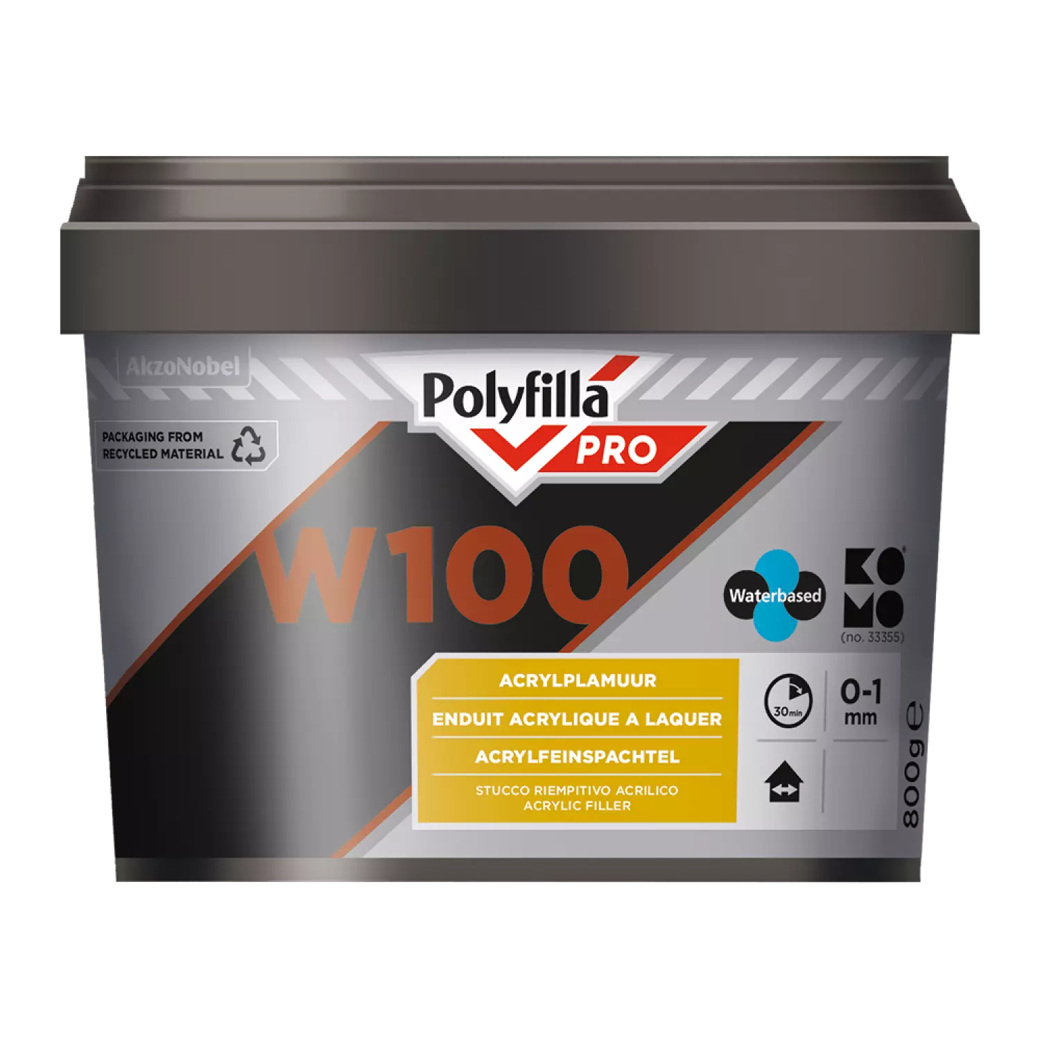 PolyFilla Pro W100 Acrylplamuur 800 gr
