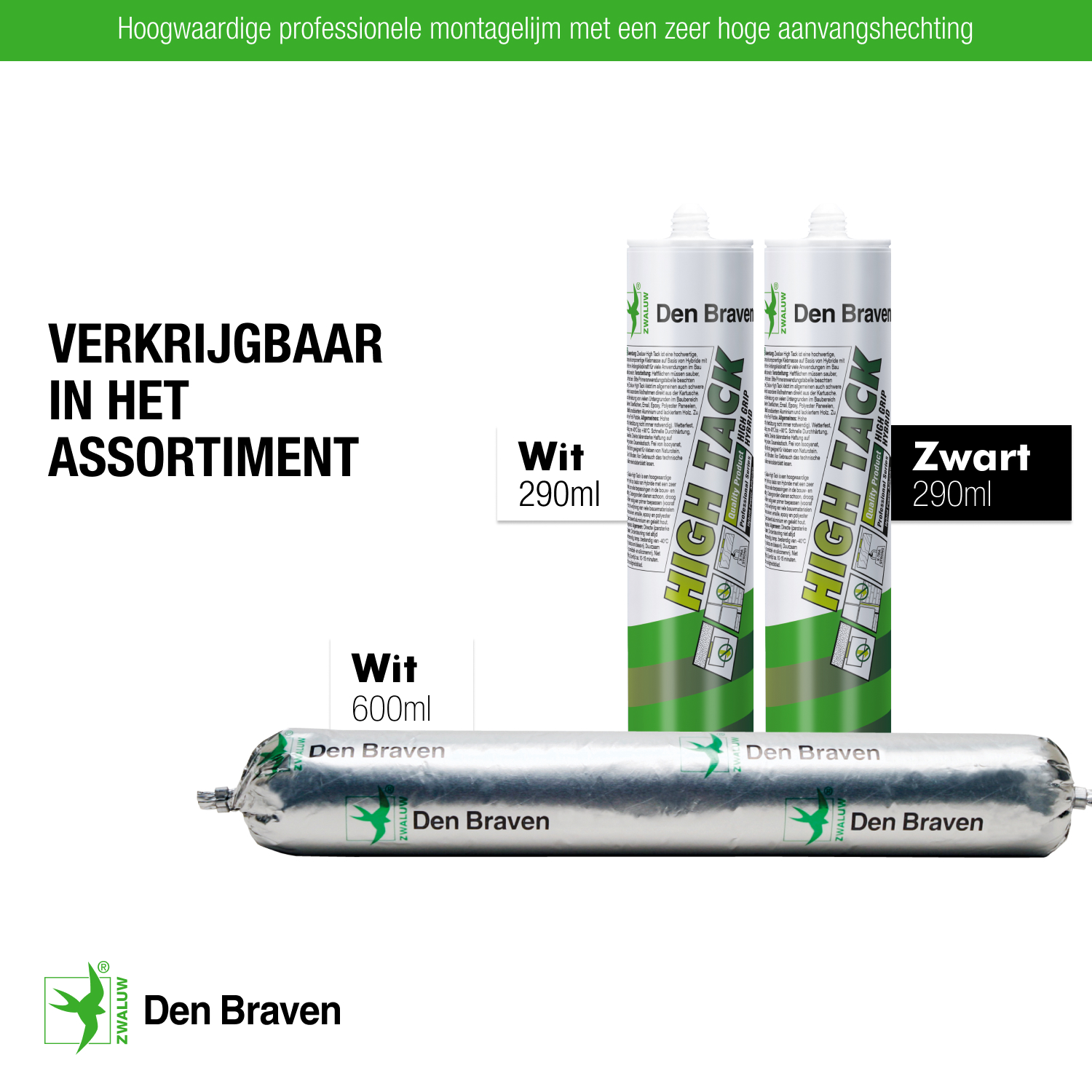 Zwaluw Groene Actie Krat High Tack 12x 290 ml Wit