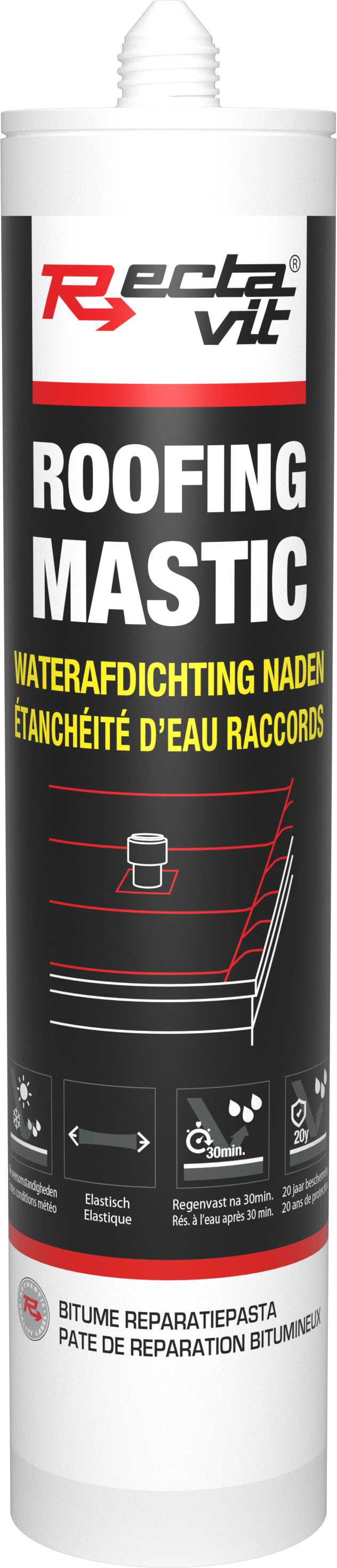 Rectavit Roofing Mastic - 310 ml - Zwart