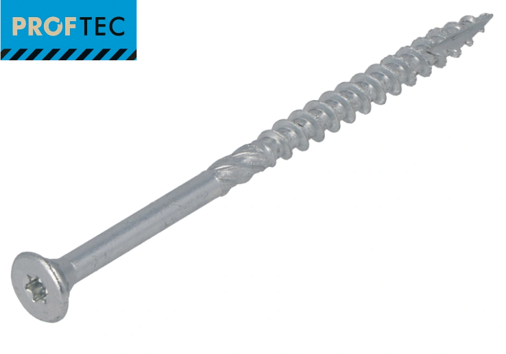 Spaanplaatschroef 5.0x100/55 Verzinkt PK+Snijp TX-20+Bit Proftec Emmer (350)