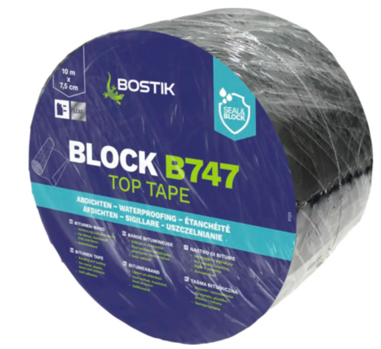 Bostik B747 Block Alu Zelfklevend bitumenband 7,5cm x 10m