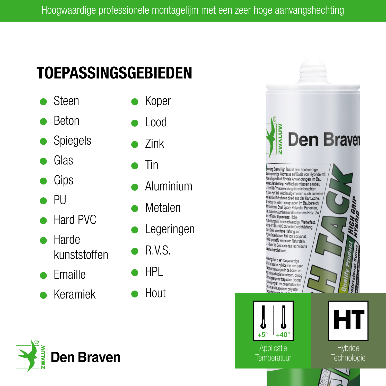 Zwaluw Groene Actie Krat High Tack 12x 290 ml Wit