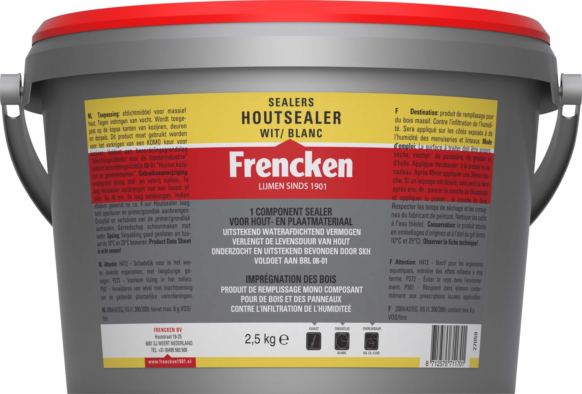 Frencken Houtsealer wit 2,5 kg