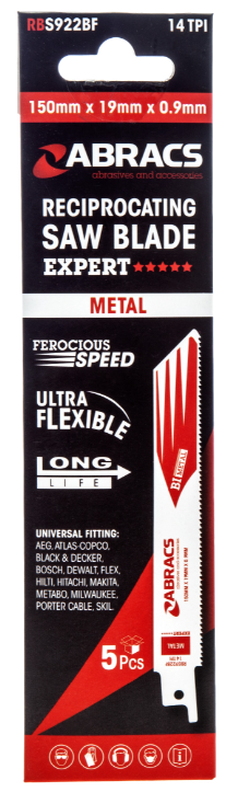Abracs Reciprozagen BIM Fijn 150 x 19 x 0.9 mm Metaal (5 stuks) Abracs Reciprozagen BIM Fijn 150 x 19 x 0.9 mm Metaal (5 stuks)