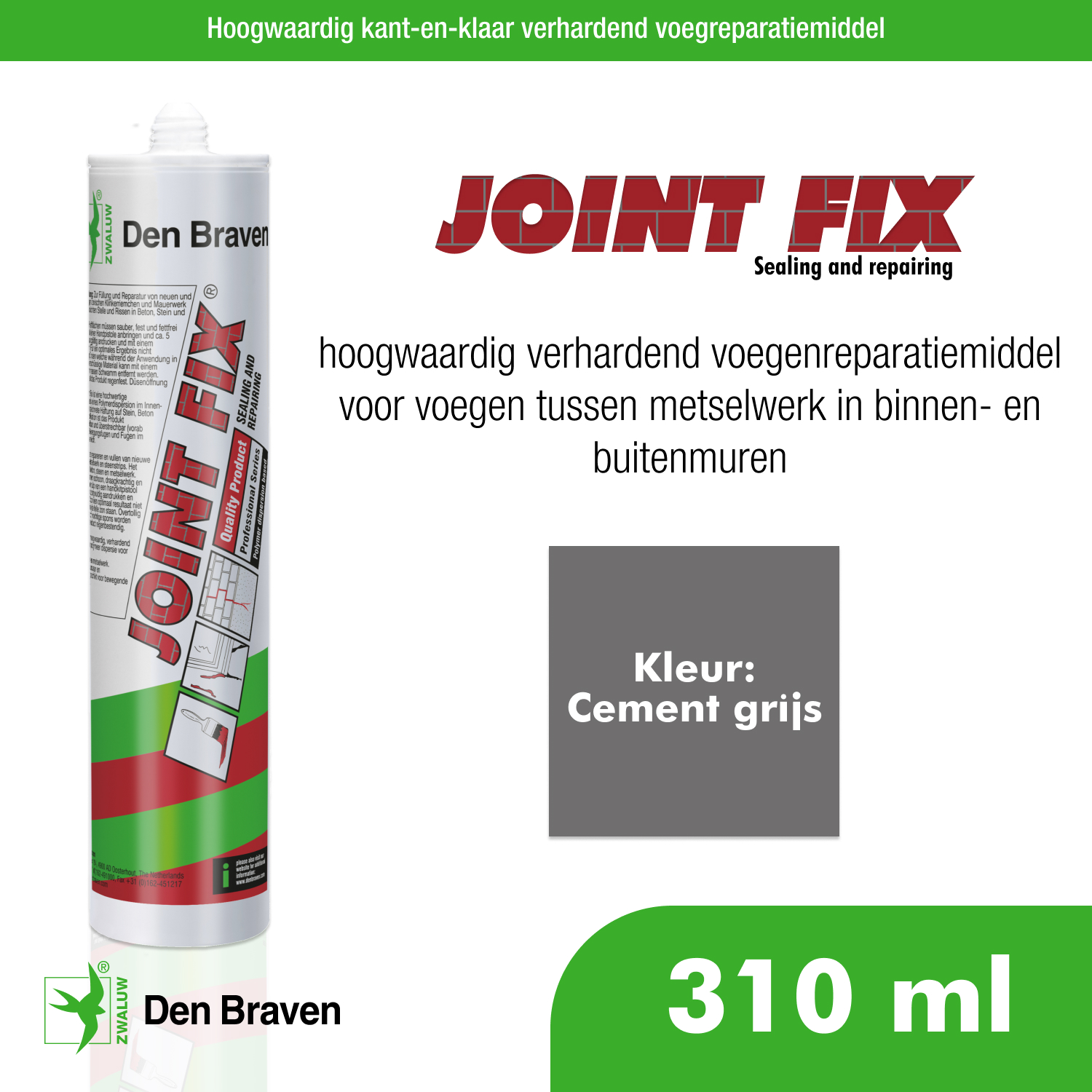 Zwaluw Joint Fix 310 ml Cementgrijs