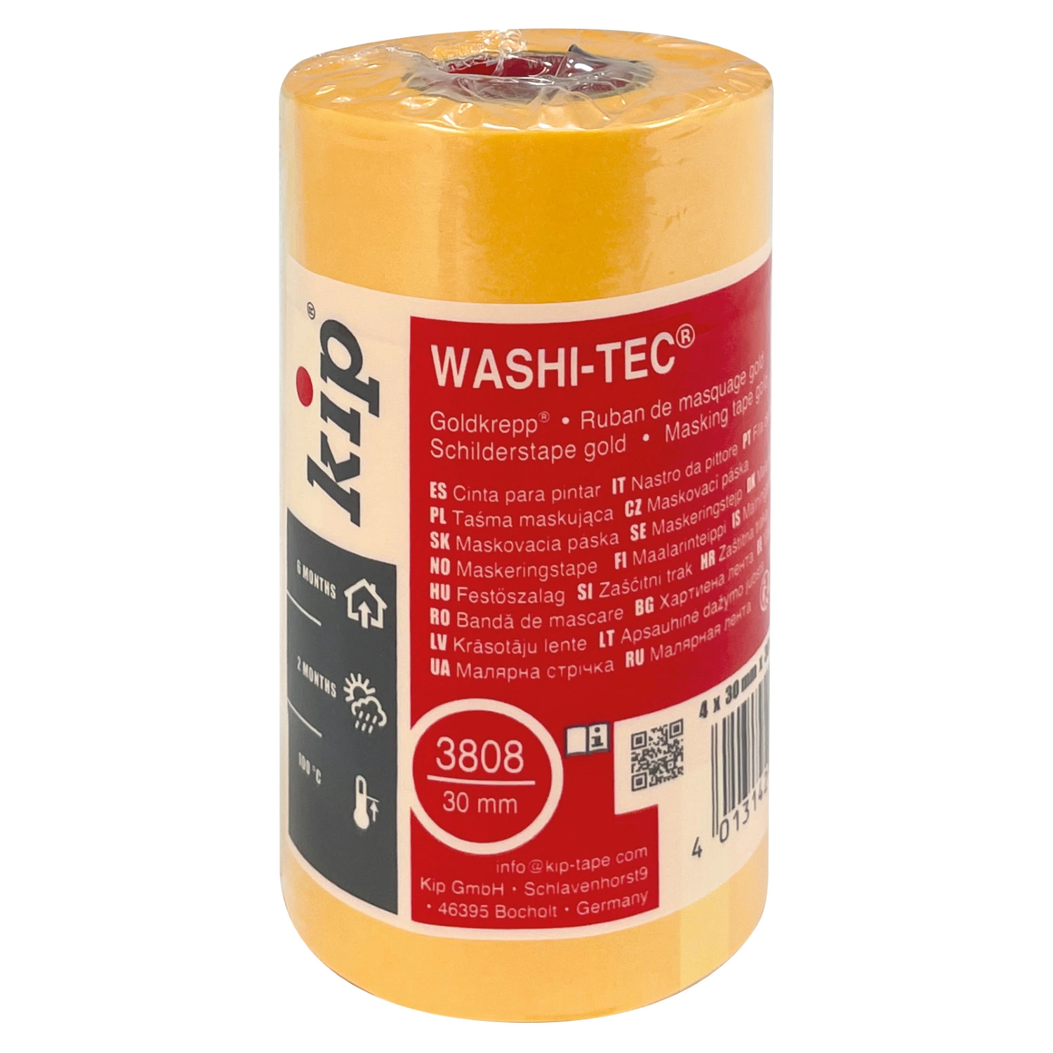 Kip 3808 Tape Washi-Tec Pocket 30mm x 30m Oranje 4-pack
