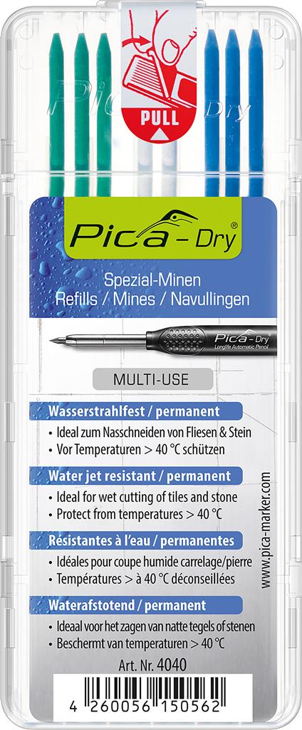 Pica Dry Stiftenset waterstraalvast (3 groen, 2 wit, 3 blauw)