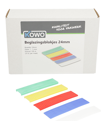 Kowo Beglazingsblok Assorti 1-5 x 26mm - 100 stuks Kowo Beglazingsblok Assorti 1-5 x 26mm - 100 stuks