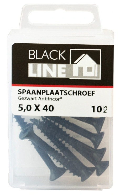 Blackline Spaanplaatschr 4.0x25 HCP Zwart PK TX20+snijp (25)