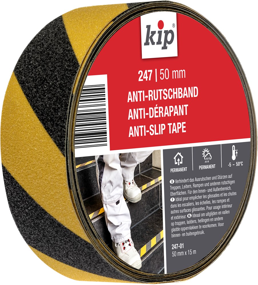 Kip 247 Anti-Slip Tape 50mm x 15m Zwart/Geel 