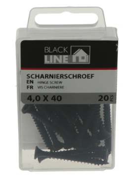 Blackline Scharnierschr 4x40 HCP Zwart PK-7mm +snijp T20(20)