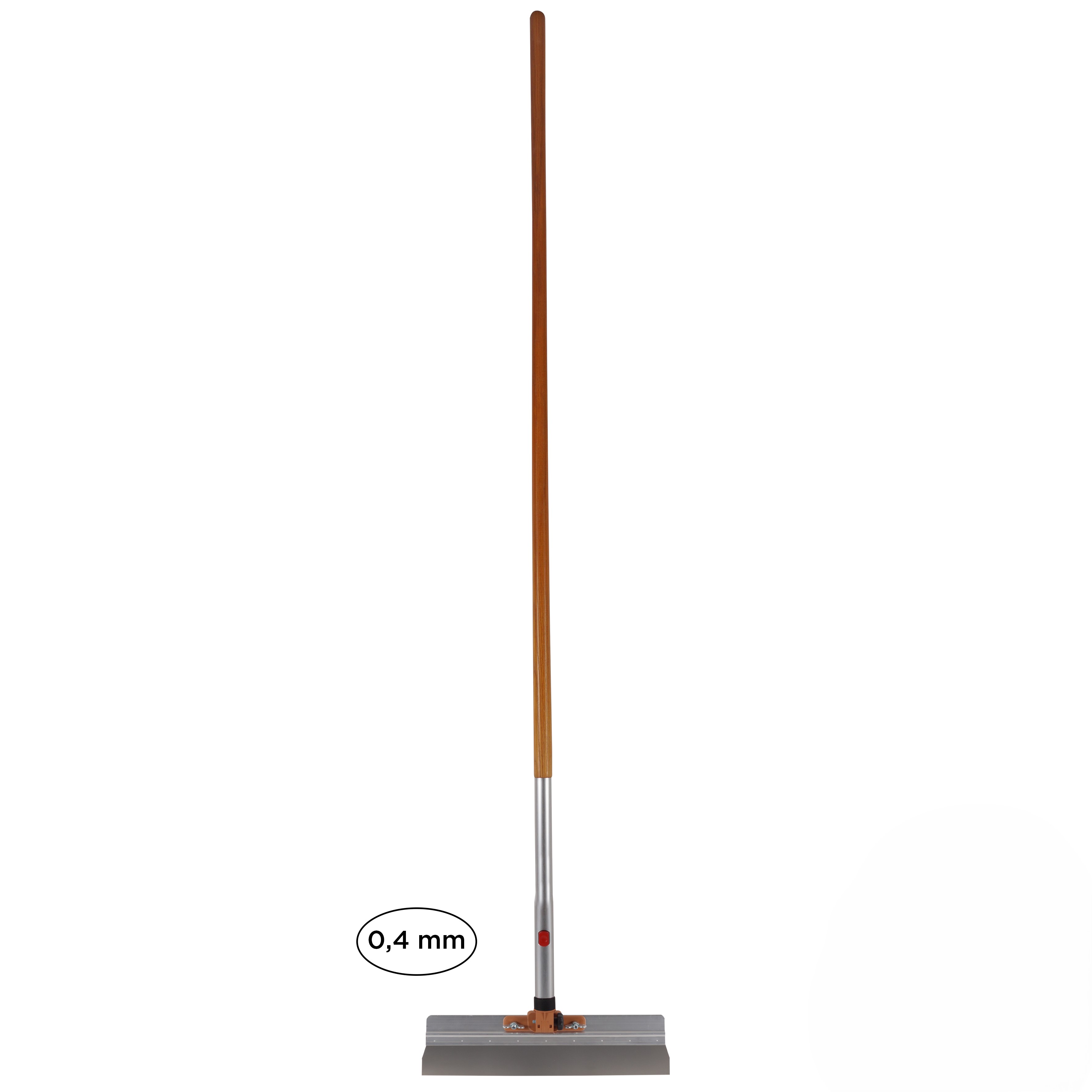 Super Prof Multi Click wand/vloerschraper alu 380x0,4mm RVS met houten steel, 1,70mtr.
