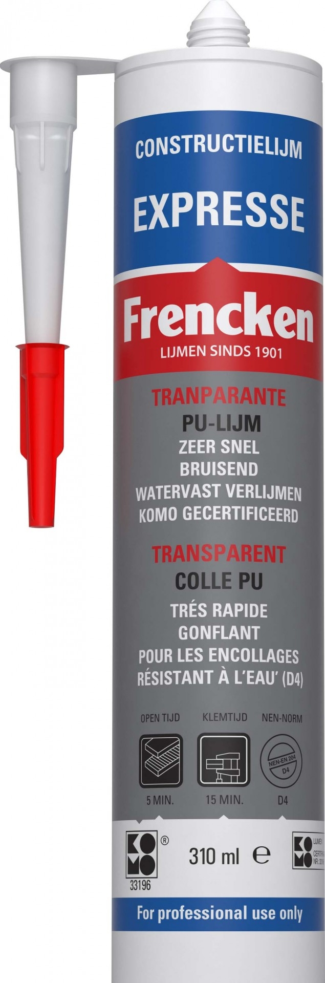 Frencken PU Constructielijm C15 Tix Expresse 310ml Transparant