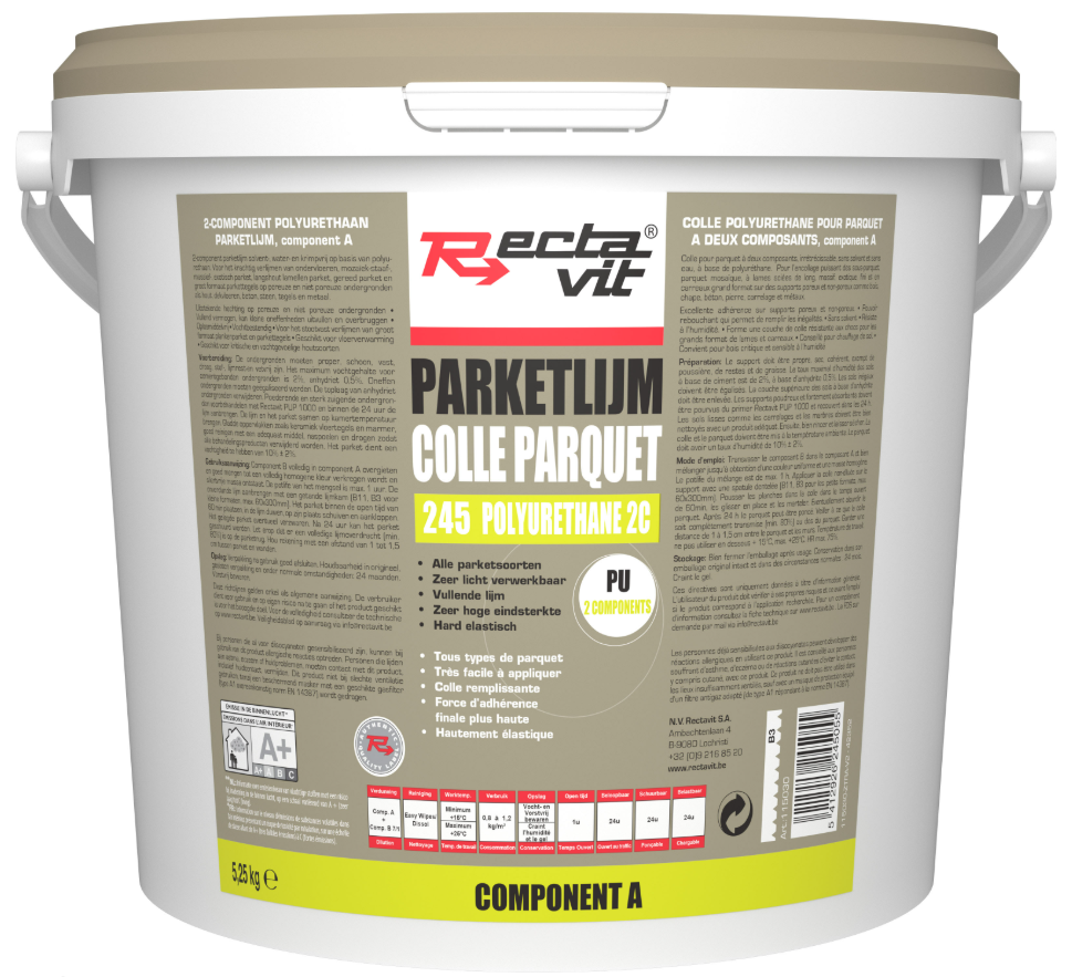 Rectavit 245 2-Componenten PU Parketlijm 10 kg Bruin