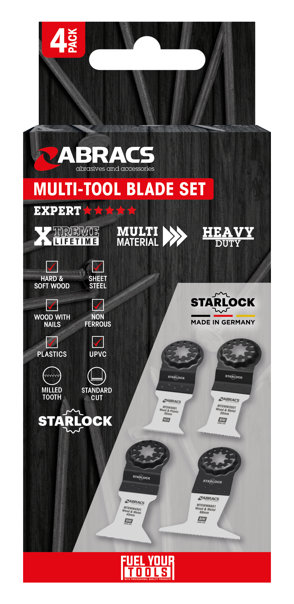 Abracs 4pc Starlock Multi-Tool Zaagblad Set - Hout & Metaal 