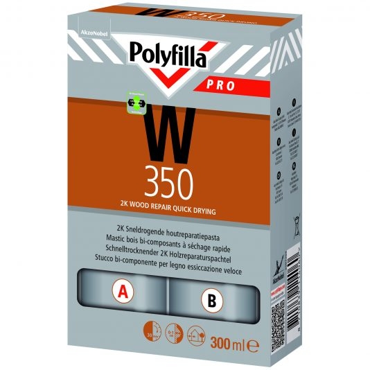 PolyFilla Pro W350 2K Sneldrogende Houtreparatie Set 600ml