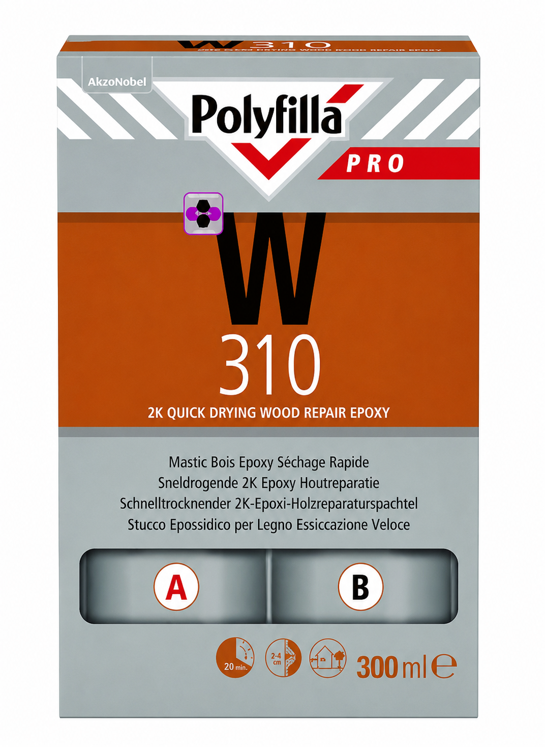 PolyFilla Pro W310 2K Epoxy Houtreparatie Snel Set 300 ml