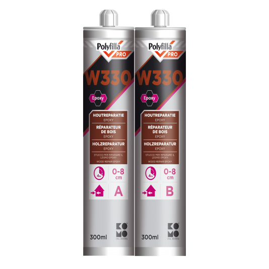 PolyFilla Pro W330 2K Houtreparatie Epoxy 0-8 Cm Set 600 Ml