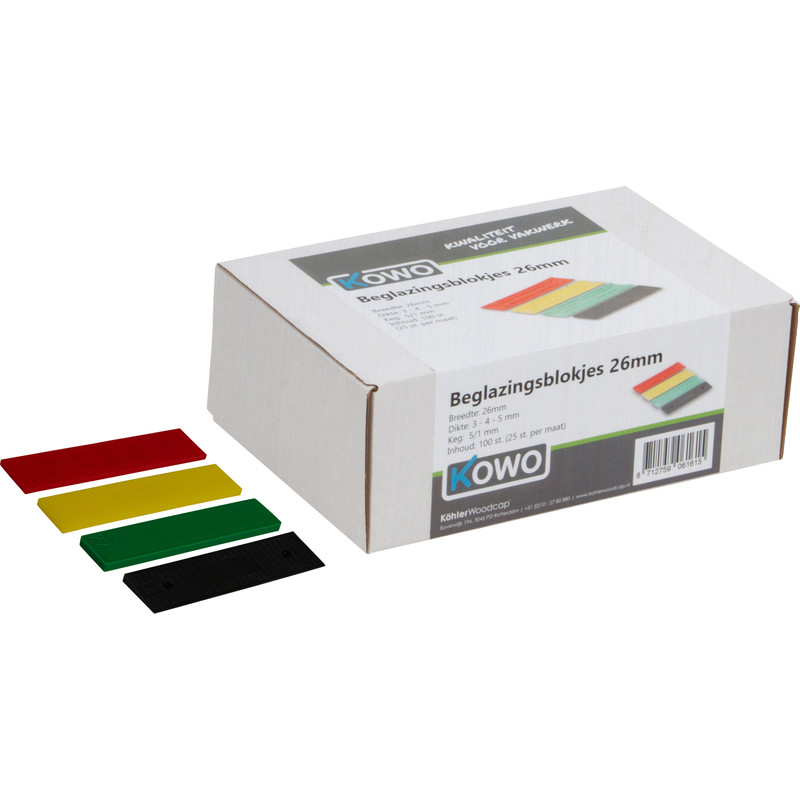 Kowo Beglazingsblok Assorti 1-5 x 26mm - 100 stuks