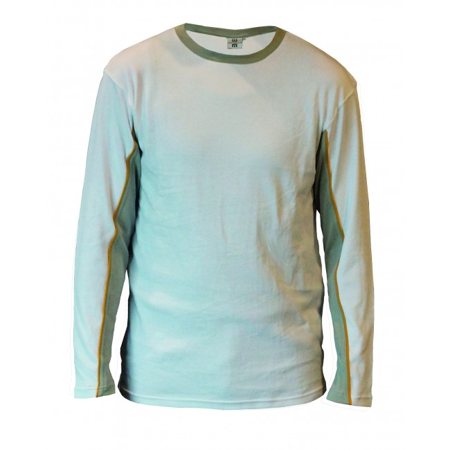 BeWear T-shirt lange mouw wit-grijs maat XXL