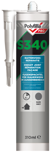 PolyFilla Pro S340 Buitenvoeg Reparatie Donkergrijs 310 ml